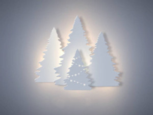white paper cut out pine trees