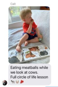 toddler eating meatballs