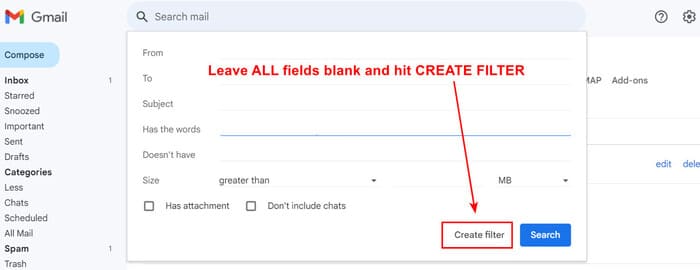 How to Set Up a Filter to Stop Emails from Being Marked as Updates step 3