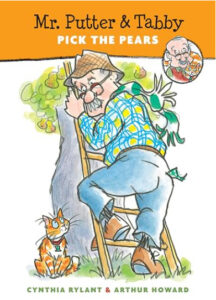 Mr Putter climbing tree to pick pears